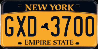 NY license plate GXD3700