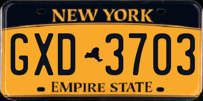NY license plate GXD3703