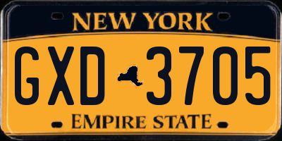 NY license plate GXD3705