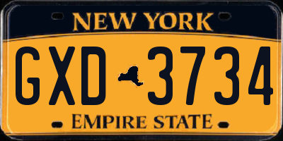 NY license plate GXD3734