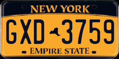 NY license plate GXD3759