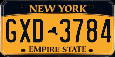 NY license plate GXD3784