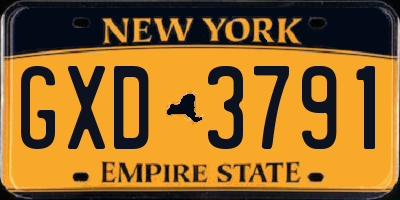 NY license plate GXD3791