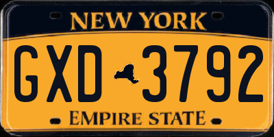 NY license plate GXD3792
