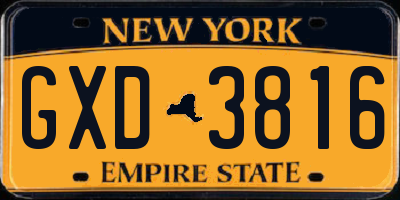 NY license plate GXD3816