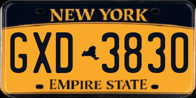 NY license plate GXD3830