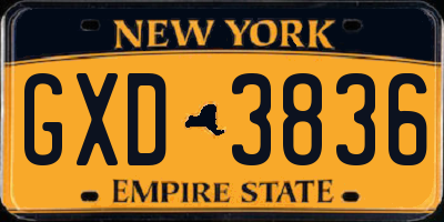 NY license plate GXD3836