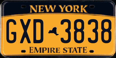 NY license plate GXD3838