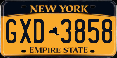NY license plate GXD3858
