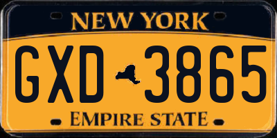 NY license plate GXD3865
