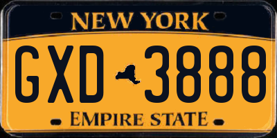 NY license plate GXD3888