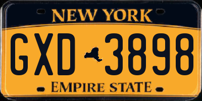 NY license plate GXD3898