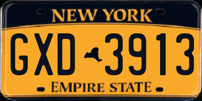 NY license plate GXD3913