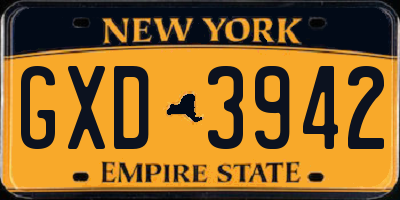 NY license plate GXD3942