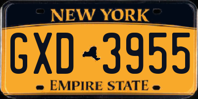 NY license plate GXD3955