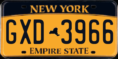 NY license plate GXD3966
