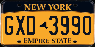 NY license plate GXD3990