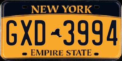 NY license plate GXD3994
