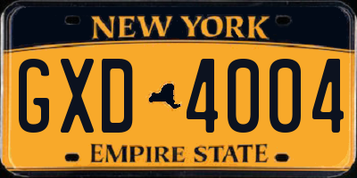 NY license plate GXD4004