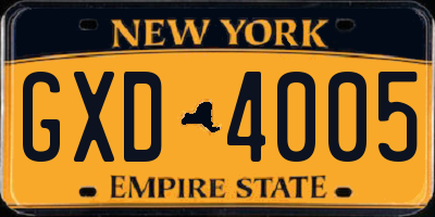 NY license plate GXD4005