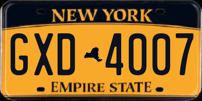 NY license plate GXD4007