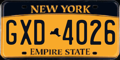 NY license plate GXD4026