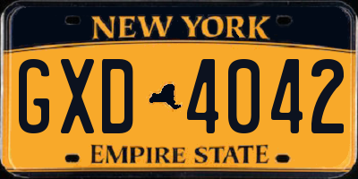 NY license plate GXD4042