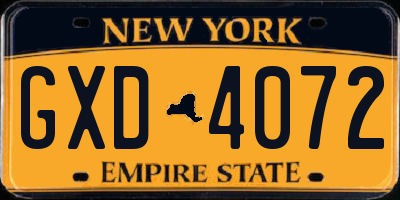 NY license plate GXD4072