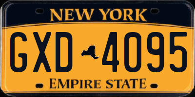 NY license plate GXD4095