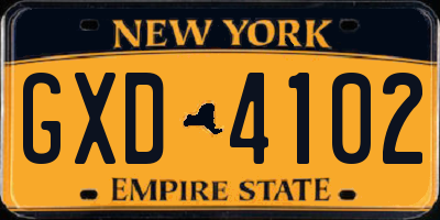 NY license plate GXD4102
