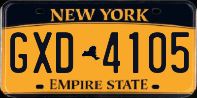 NY license plate GXD4105