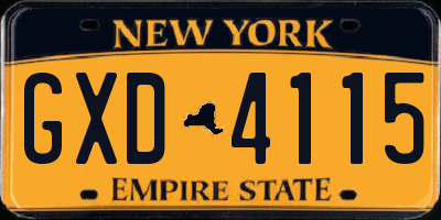 NY license plate GXD4115