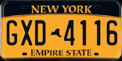 NY license plate GXD4116