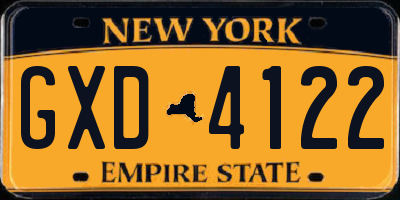 NY license plate GXD4122