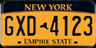 NY license plate GXD4123