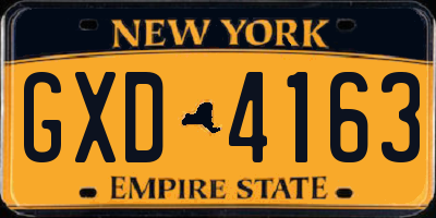 NY license plate GXD4163