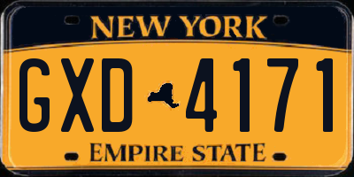 NY license plate GXD4171