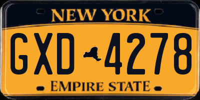 NY license plate GXD4278
