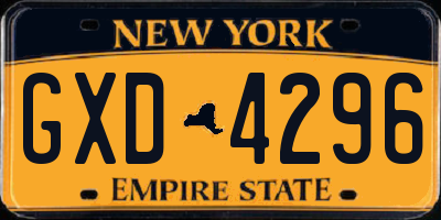 NY license plate GXD4296