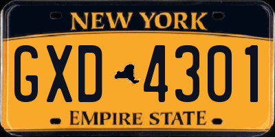 NY license plate GXD4301