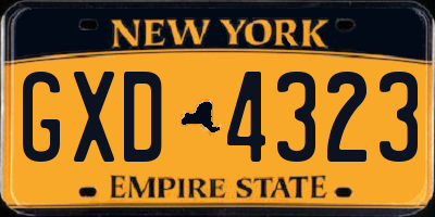 NY license plate GXD4323
