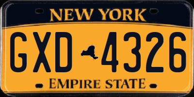 NY license plate GXD4326