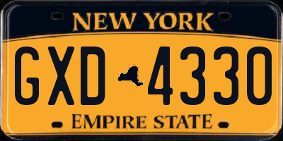 NY license plate GXD4330