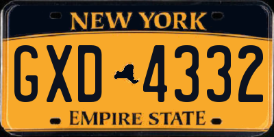 NY license plate GXD4332