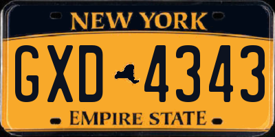 NY license plate GXD4343