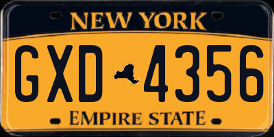 NY license plate GXD4356