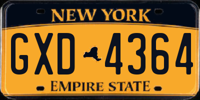 NY license plate GXD4364