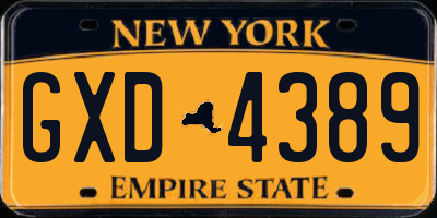 NY license plate GXD4389