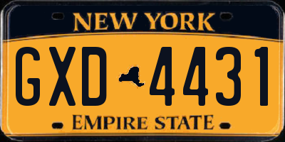 NY license plate GXD4431