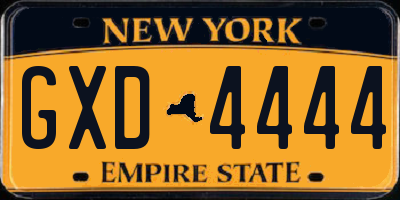 NY license plate GXD4444